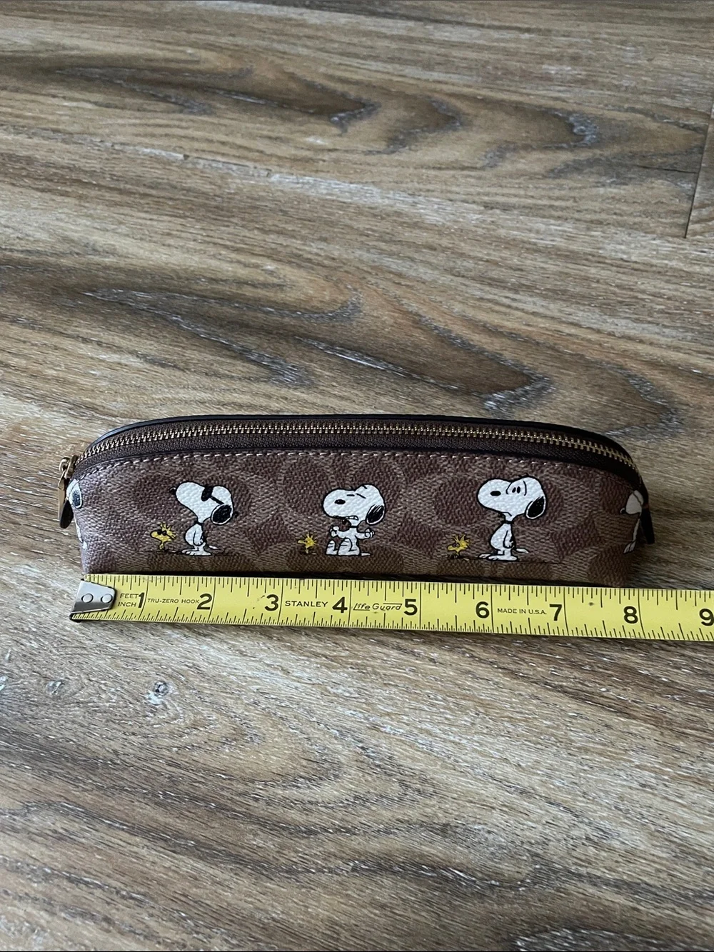 Coach x Peanuts Snoopy Signature Jacquard Canvas Pencil Case NWOT